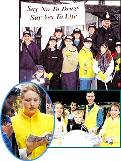 Volunteers with the Church of Scientology's Say No to Drugs, Say Yes to Life